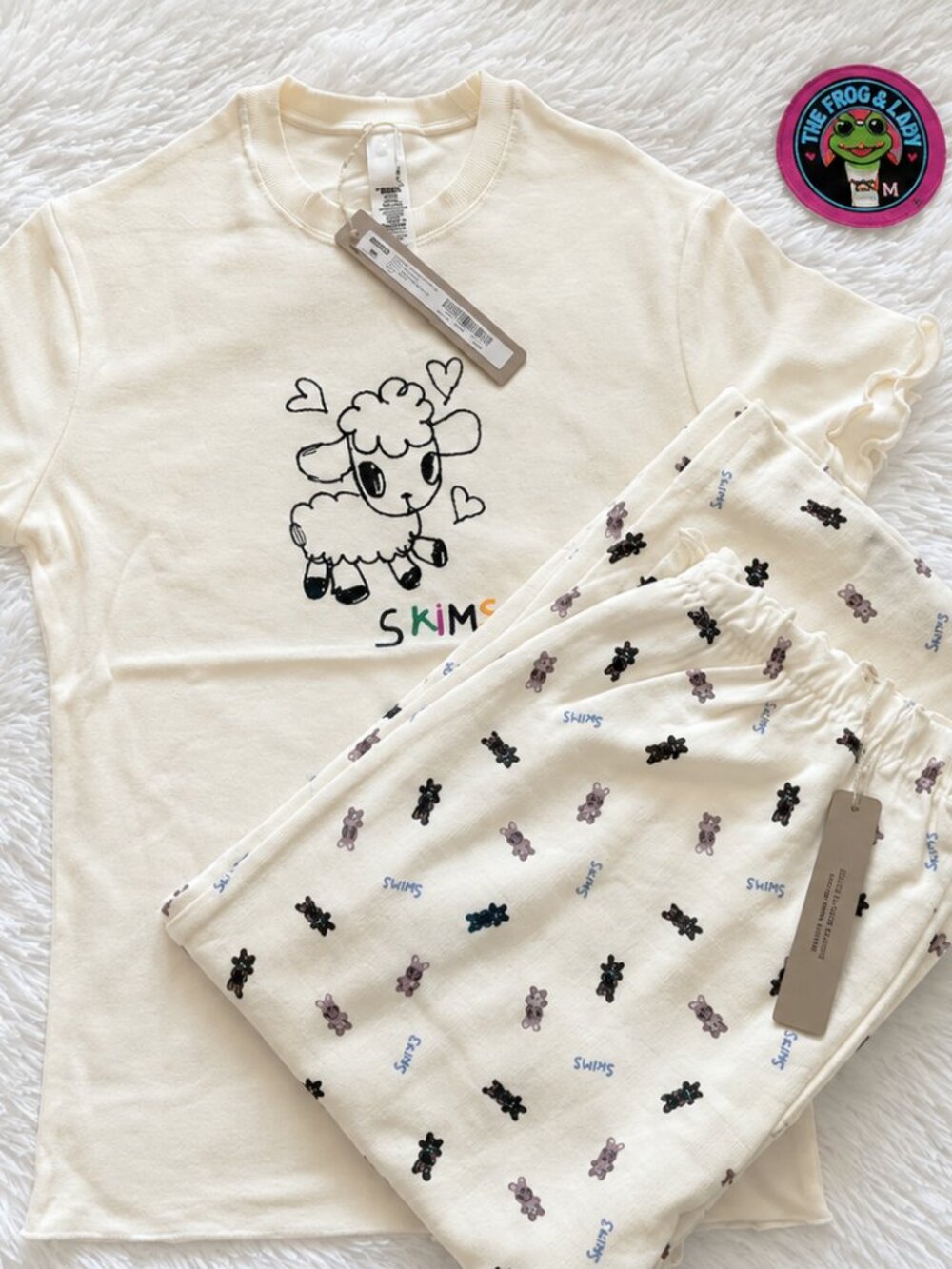 ✨ NWT SKIMS Limited Edition Marble Sheep Bunny Pointelle Lounge Set S/M - Picture 4 of 11